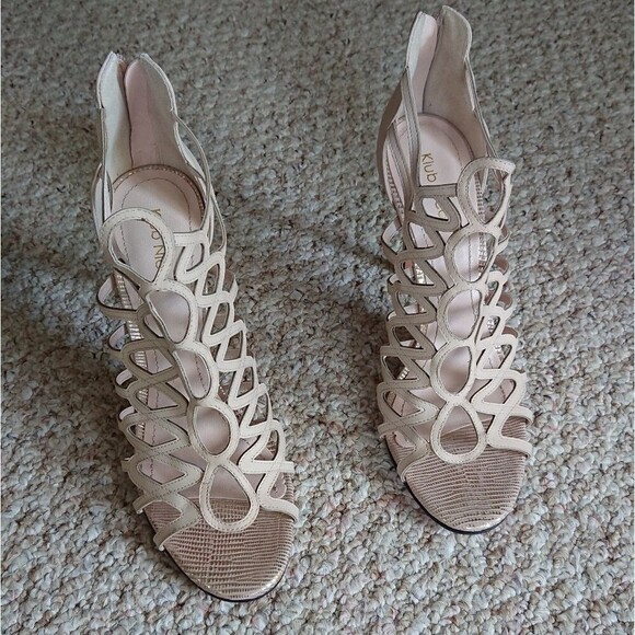 Klub Nico beige laser-cut leather sandal size 9.5M - Picture 3 of 14